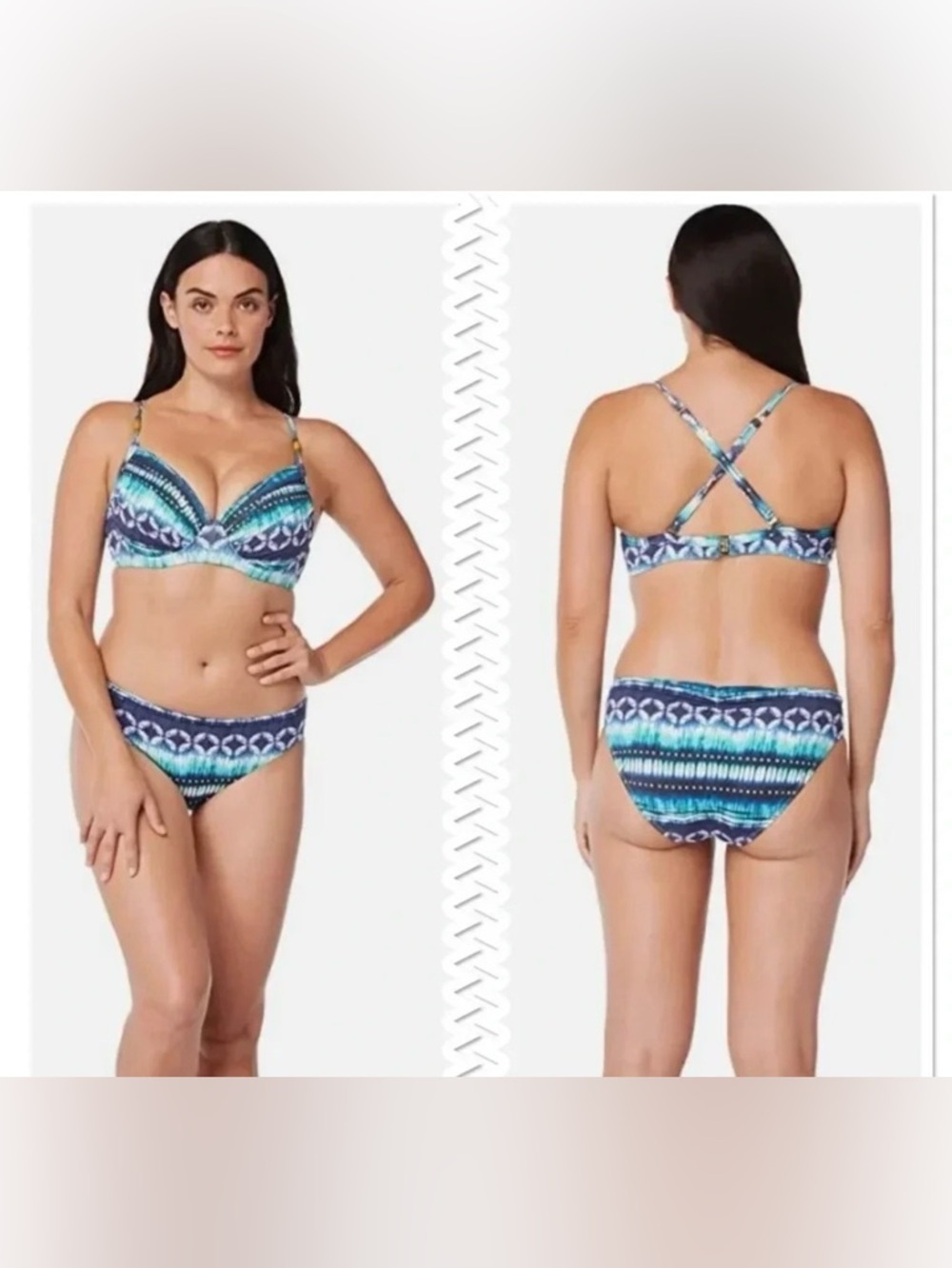 Bleu Rod Beattie Womens Sun Sea & Sand Underwire Bikini Top Size 34D Bottom Sz 4